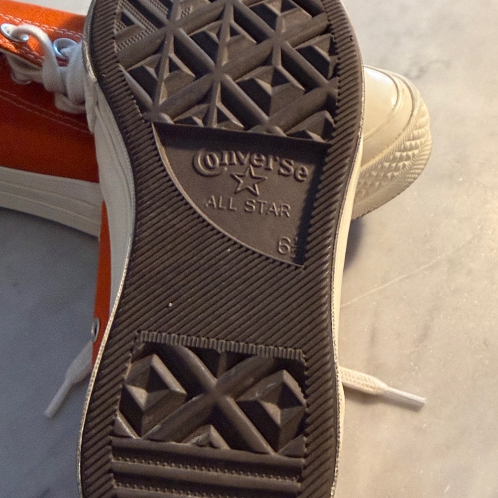 Converse Orange Canvas Low-Top Sneakers with Leopard Tongue -worn twice - Picture 4 of 4